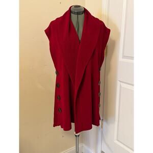 Soft Surroundings Mesa Oversized Long Button Knit Cardigan Vest Red Vest Size 1X